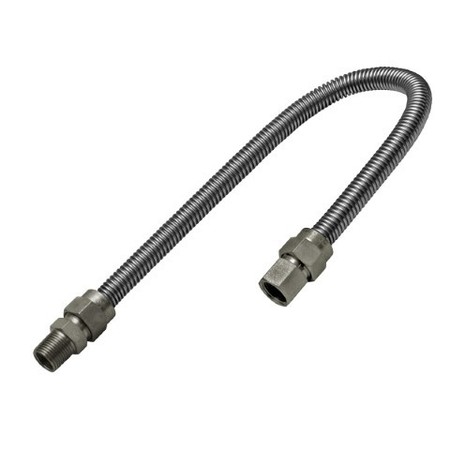 FLEXTRON Gas Line Hose 1/2'' O.D. x 24'' Length 1/2" FIP x MIP Fittings, Stainless Steel Flexible Connector FTGC-SS38-24C